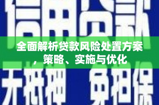 三峡全面解析贷款风险处置方案，策略、实施与优化