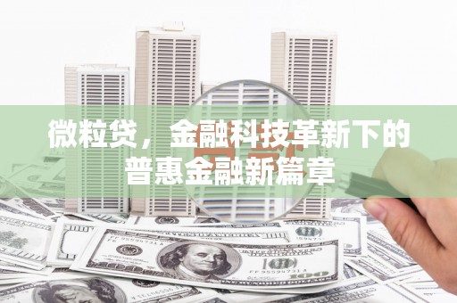 三峡微粒贷，金融科技革新下的普惠金融新篇章
